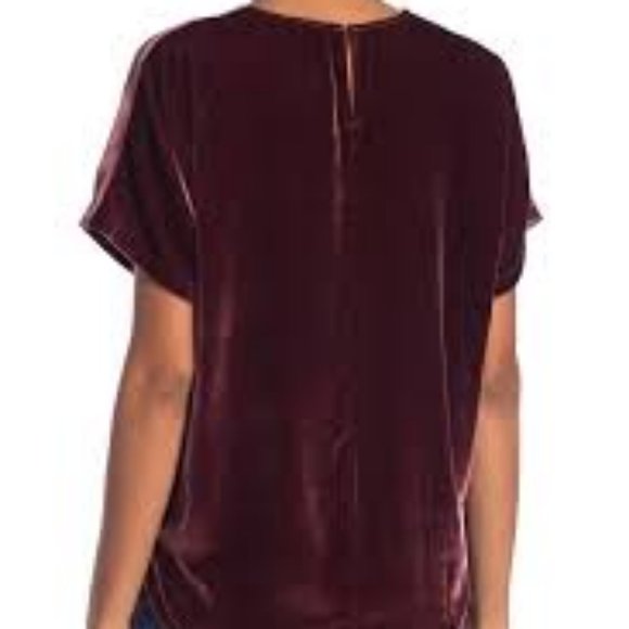 Madewell Cabernet Burgundy Velvet Short-Sleeve Top - Picture 7 of 10